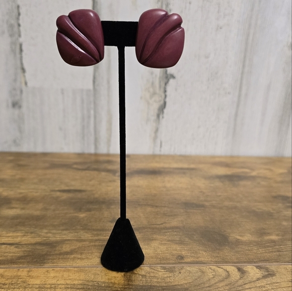 Vintage Purple Pink Statement Earrings - Picture 1 of 6